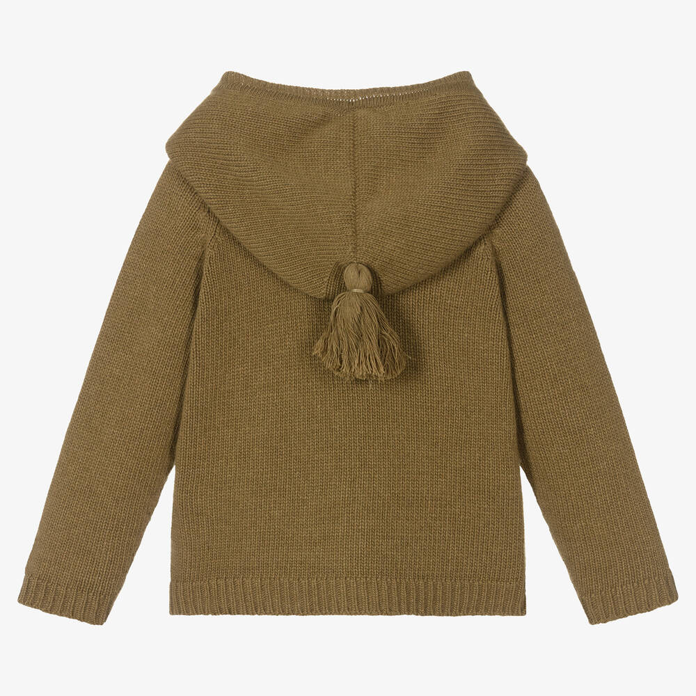 Wedoble-Green Knitted Hooded Cardigan | Childrensalon Outlet