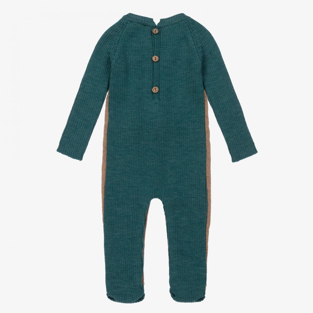 Wedoble-Green Reindeer Wool Babygrow | Childrensalon Outlet
