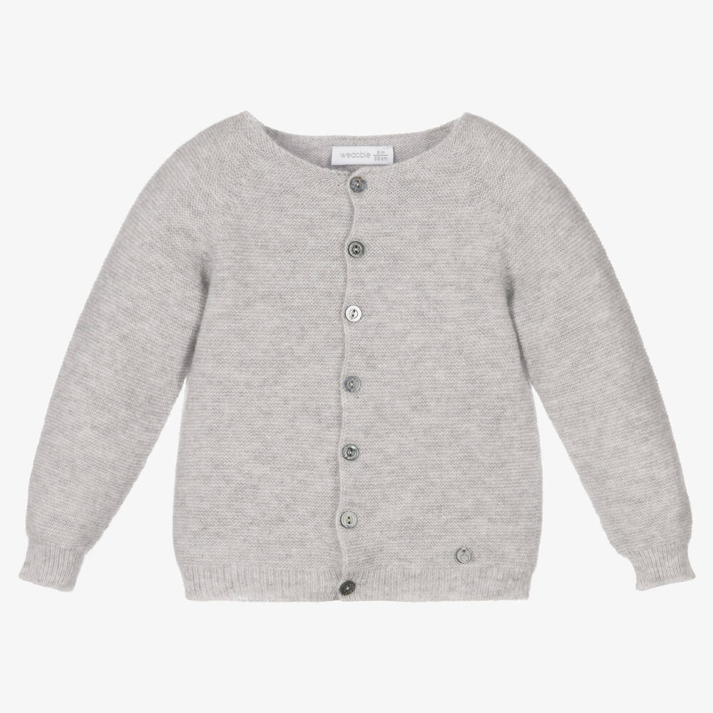 Wedoble - Grey Cashmere Baby Cardigan | Childrensalon