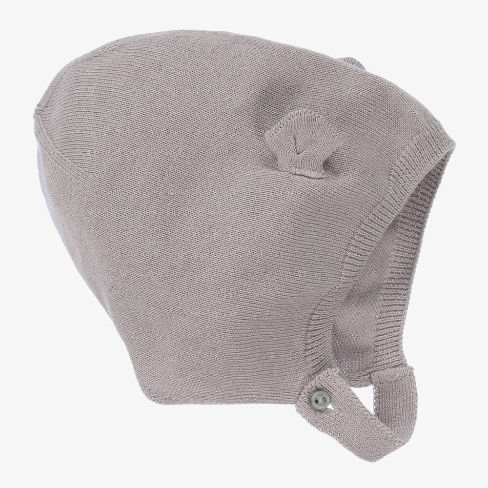 Wedoble - Grey Cotton Knit Baby Bonnet | Childrensalon
