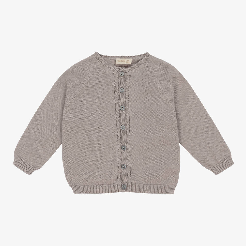 Wedoble - Grey Cotton Knit Cardigan | Childrensalon