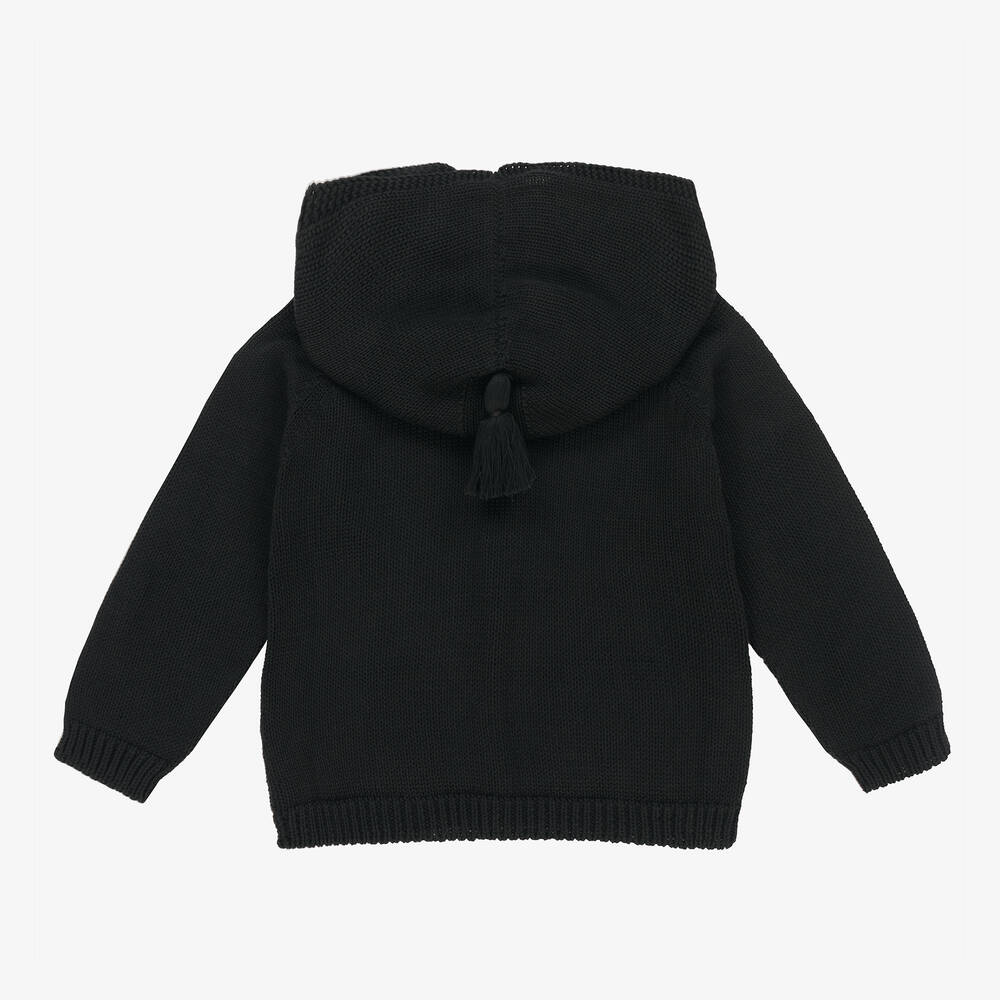 Wedoble-Grey Cotton Knit Hooded Cardigan | Childrensalon Outlet