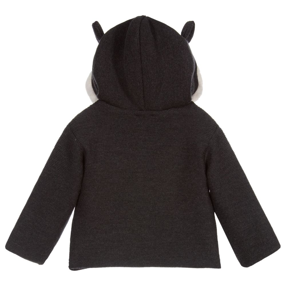 Wedoble-معطف للخروج صوف محبوك لون رمادي وعاجي للأطفال | Childrensalon Outlet