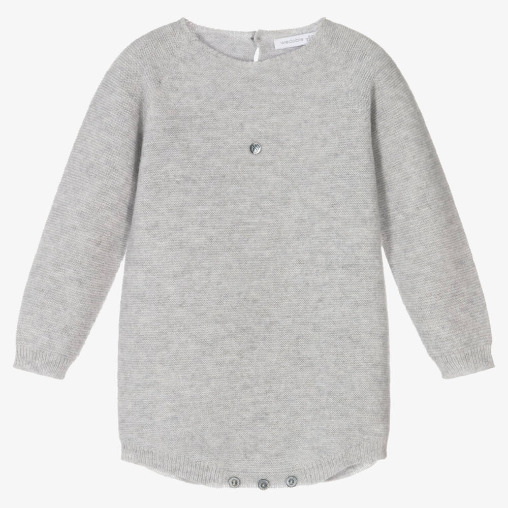 Wedoble-Grey Pure Cashmere Knit Baby Shortie | Childrensalon Outlet