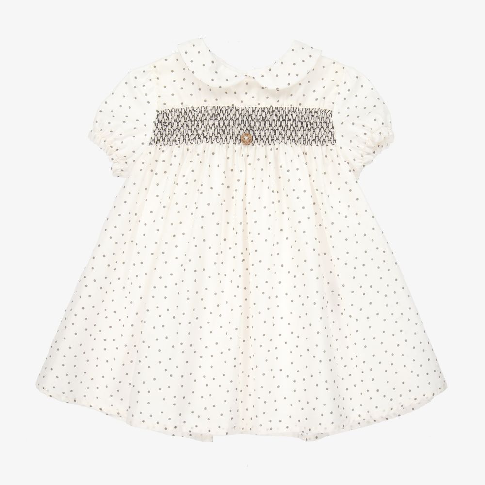 Wedoble-Кремово-серое платье из хлопка в горошек | Childrensalon Outlet
