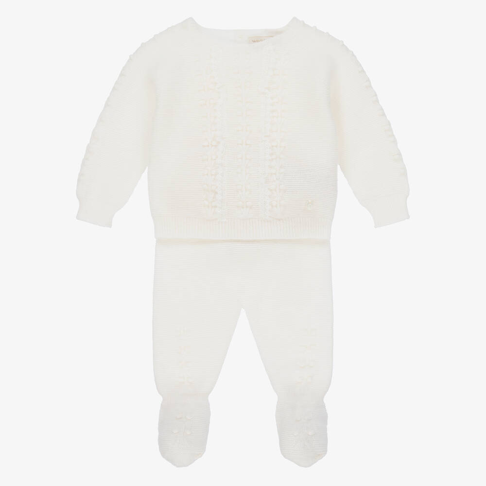 Wedoble - Ivory Wool 2 Piece Babygrow | Childrensalon