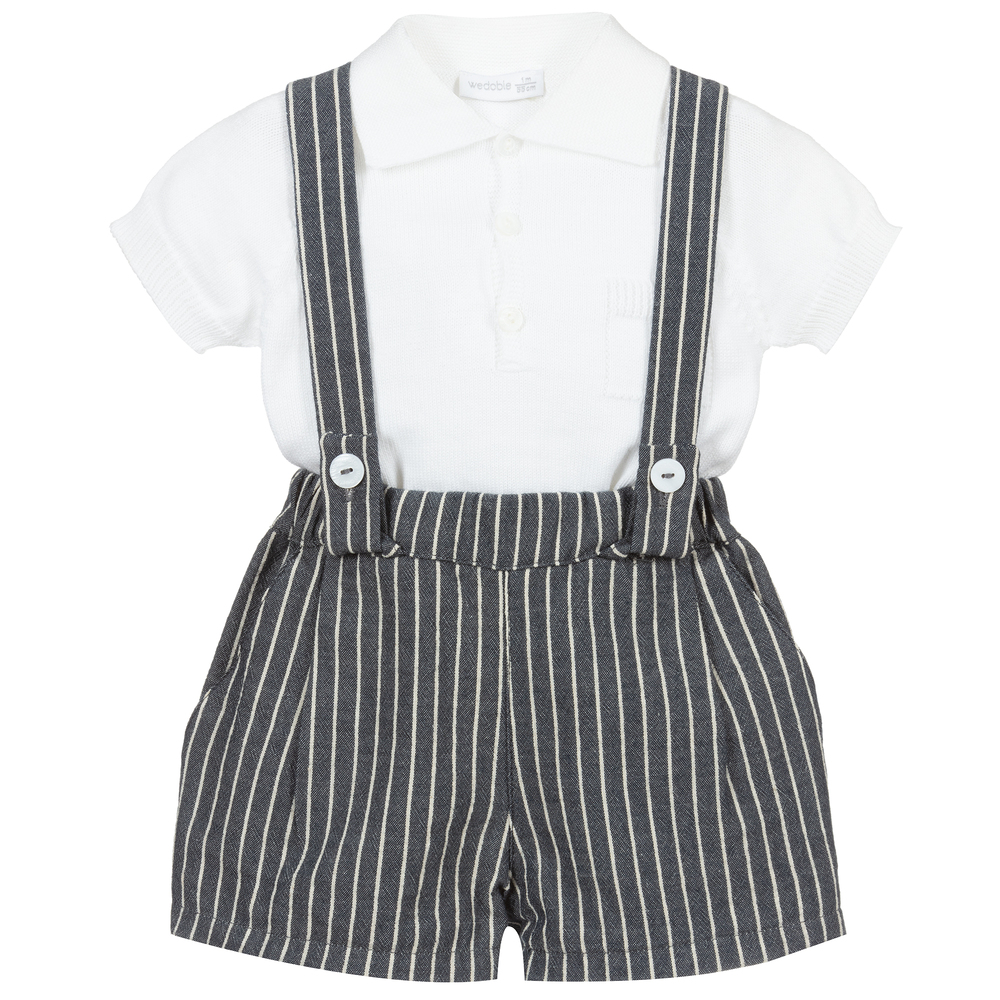 Wedoble - Navy Blue & White Shorts Set | Childrensalon