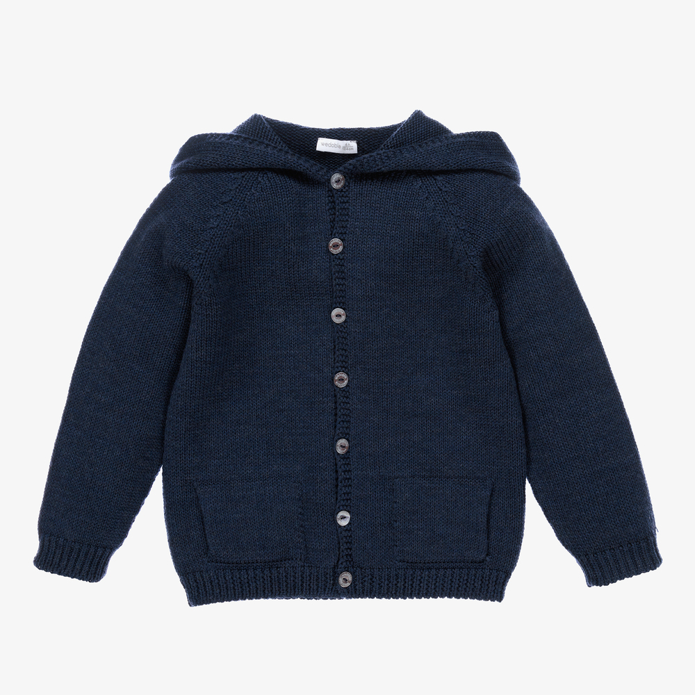 Wedoble - Navy Blue Wool Cardigan  | Childrensalon