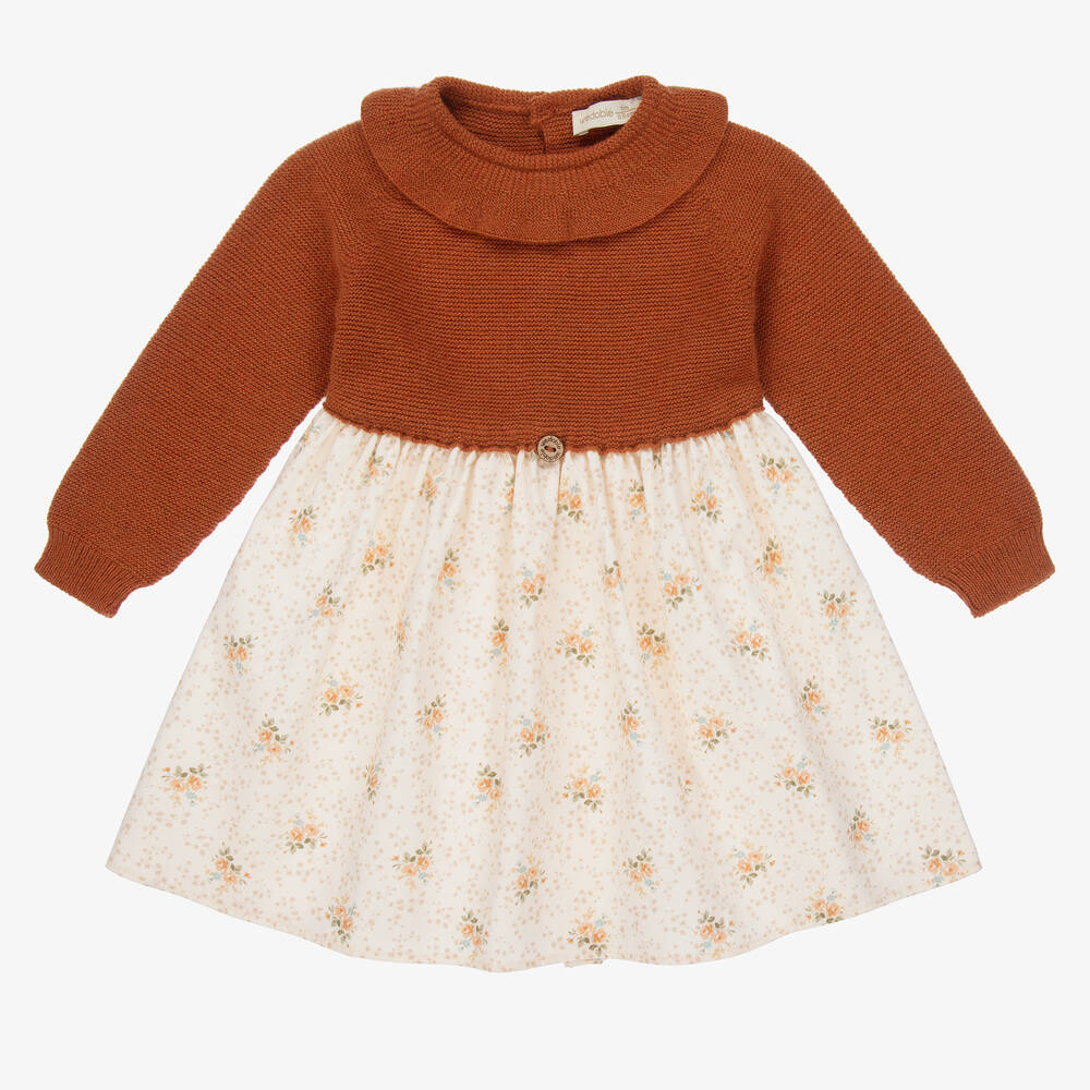 Wedoble - Orange & Ivory Wool Dress | Childrensalon