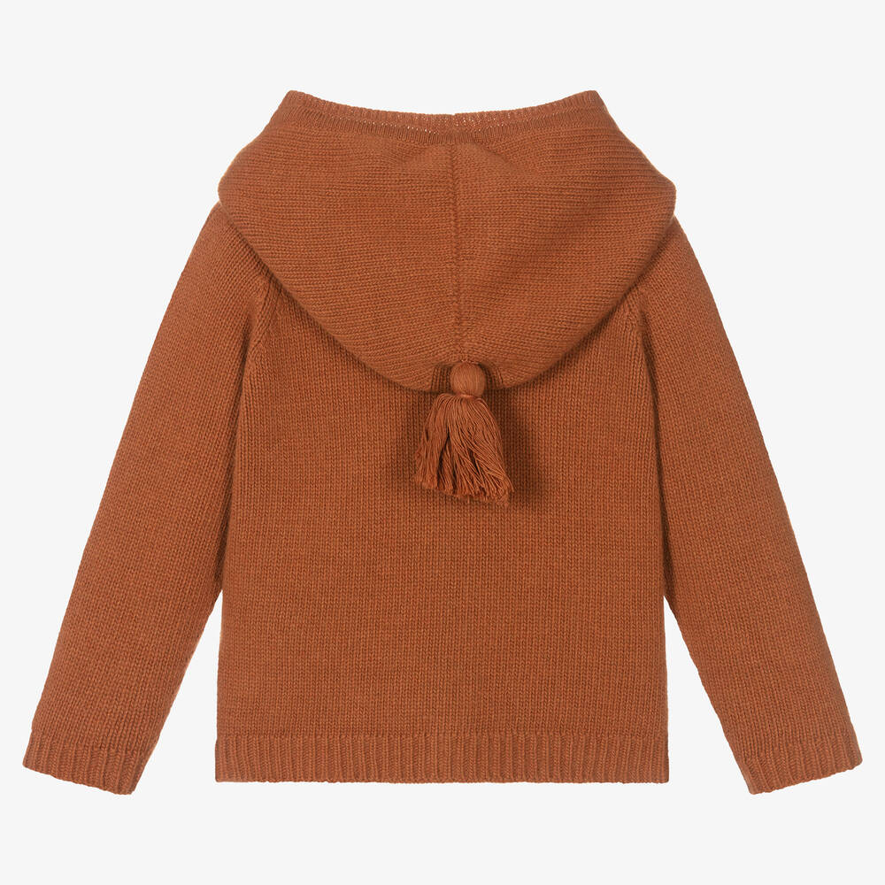 Wedoble-Orange Knitted Hooded Cardigan | Childrensalon Outlet