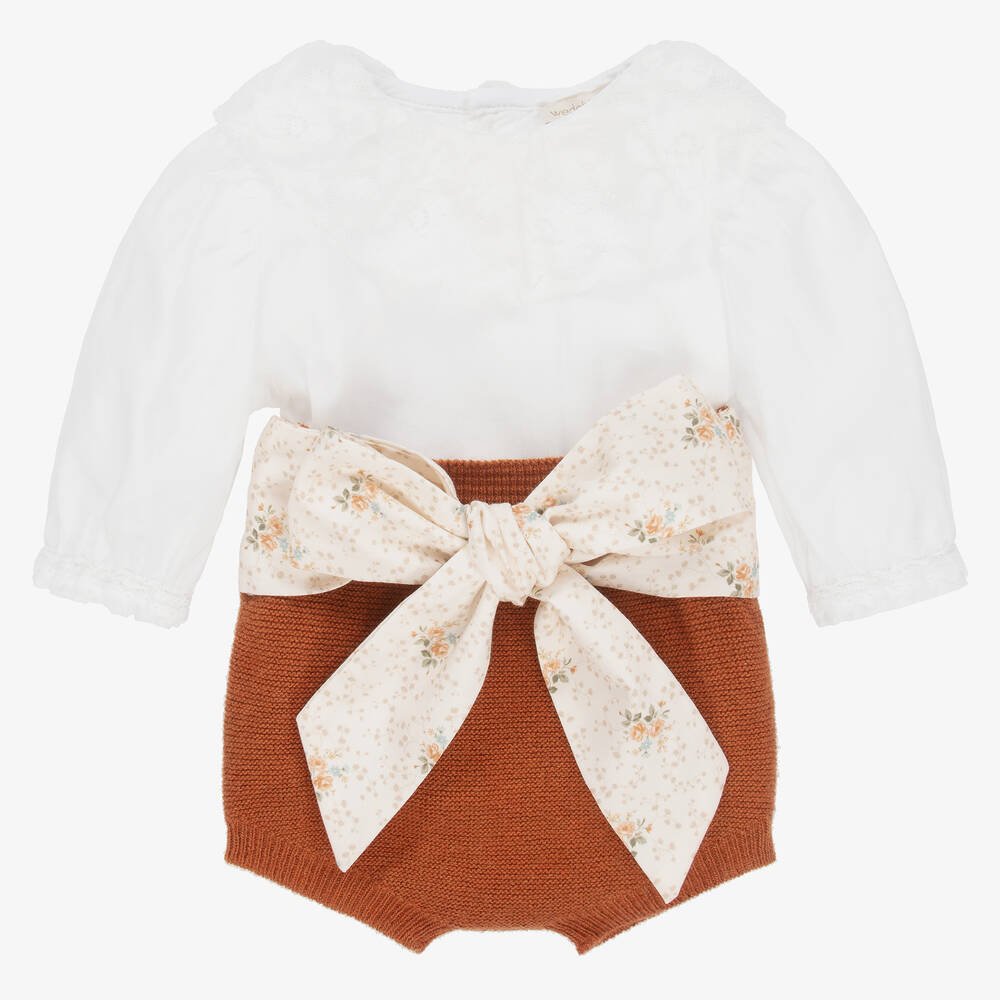 Wedoble - Orange & White Baby Shorts Set | Childrensalon