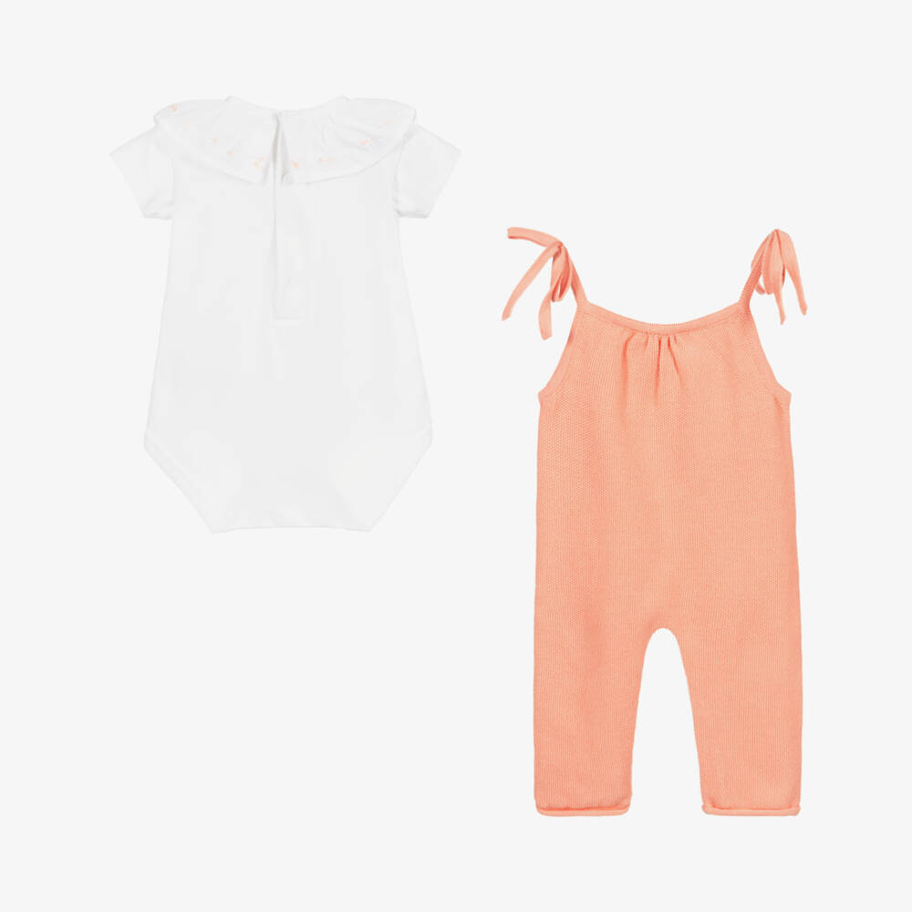 Wedoble-Orange & White Dungaree Set | Childrensalon Outlet