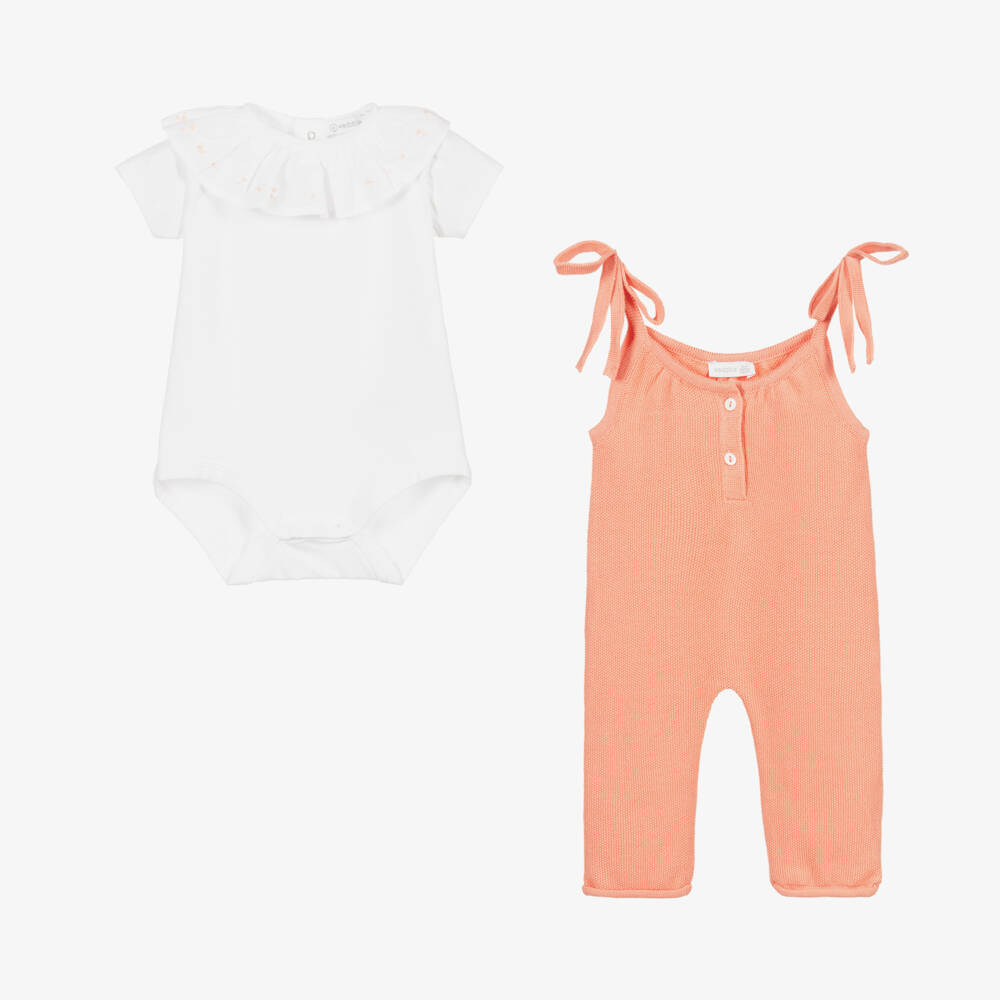 Wedoble-Orange & White Dungaree Set | Childrensalon Outlet