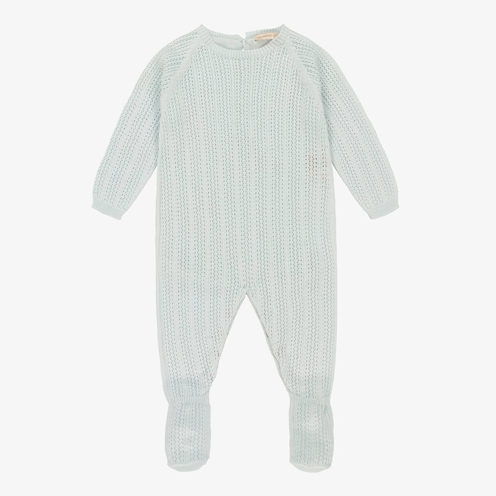 Wedoble-Pale Blue Cotton Knit Babygrow | Childrensalon Outlet