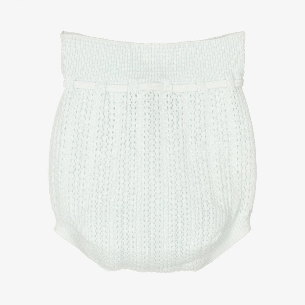 Wedoble-Pale Blue Cotton Knit Bloomer Shorts | Childrensalon Outlet