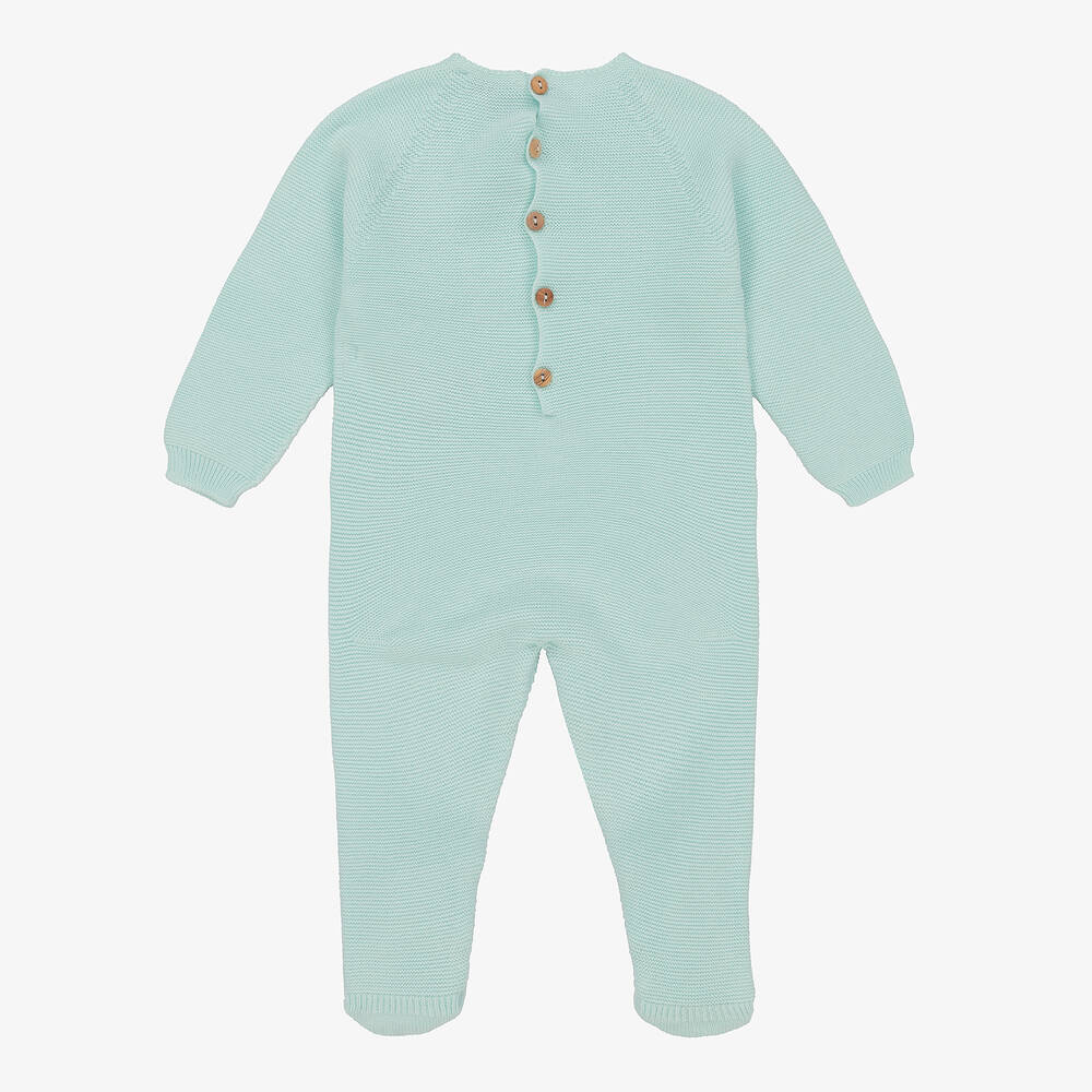 Wedoble-Pale Green Cotton Knit Babygrow | Childrensalon Outlet
