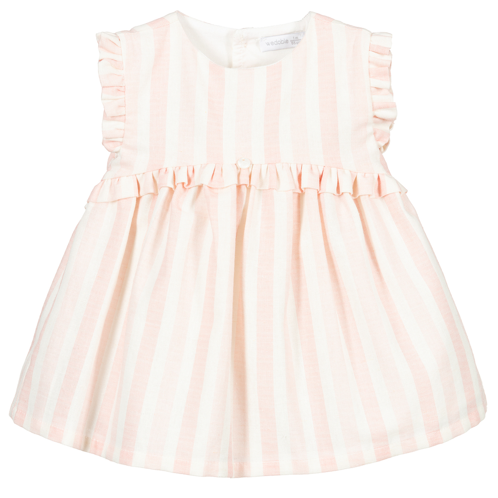 Wedoble - Pink & Ivory Cotton Dress  | Childrensalon