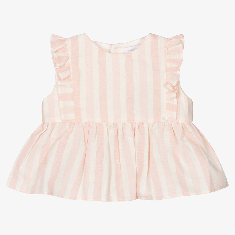 Wedoble - Pink & Ivory Stripe Baby Blouse | Childrensalon
