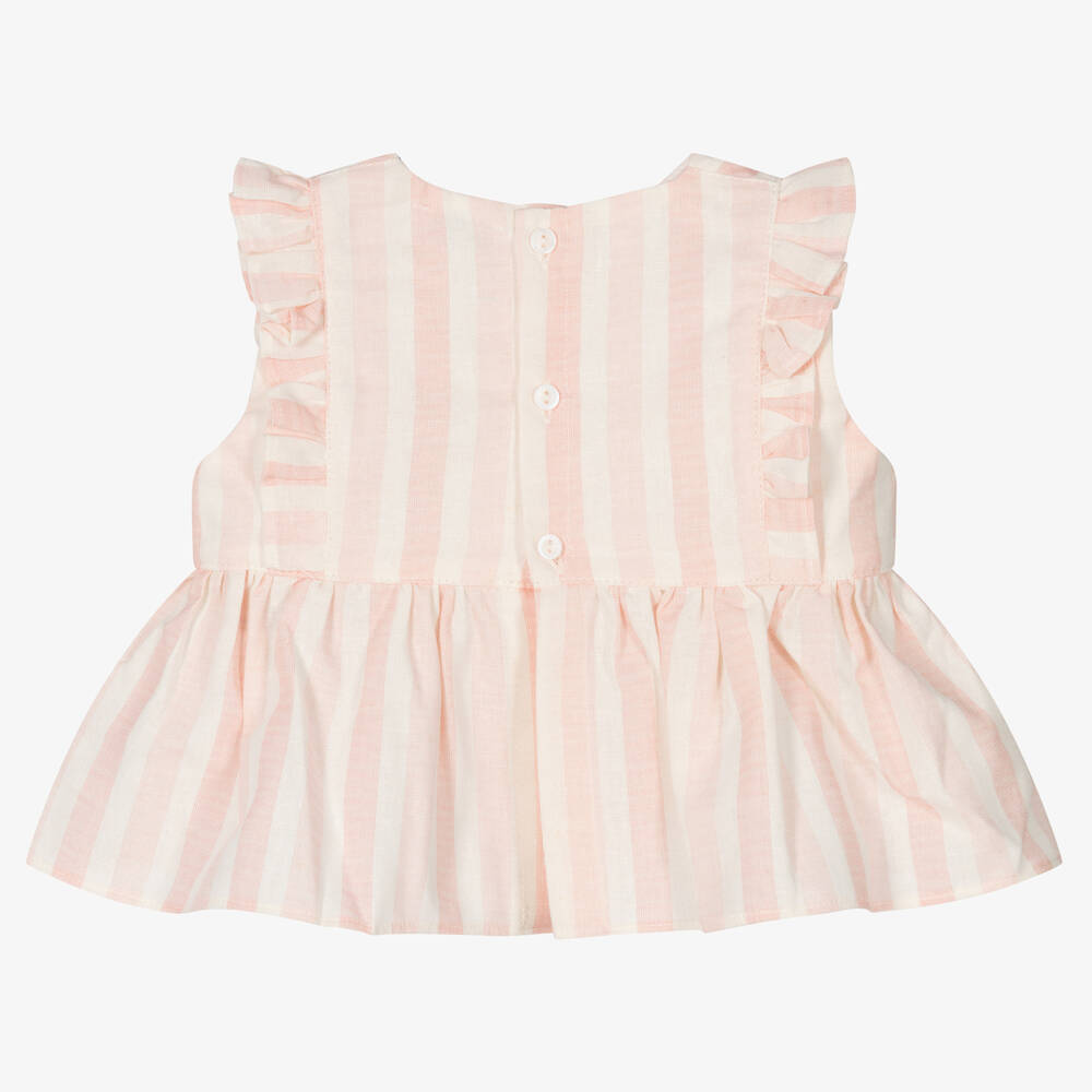 Wedoble-Pink & Ivory Stripe Baby Blouse | Childrensalon Outlet