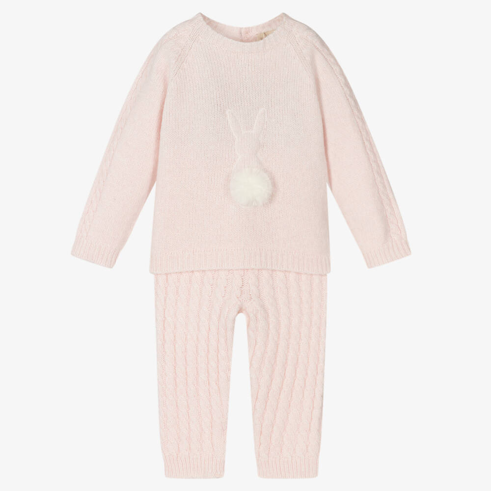 Wedoble - Pink Knitted Trousers Set | Childrensalon