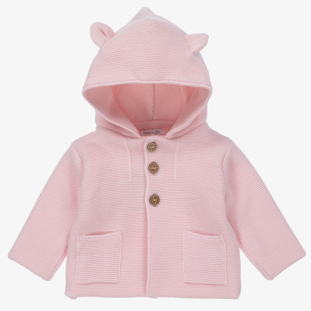 Wedoble-Pink Knitted Wool Cardigan | Childrensalon Outlet