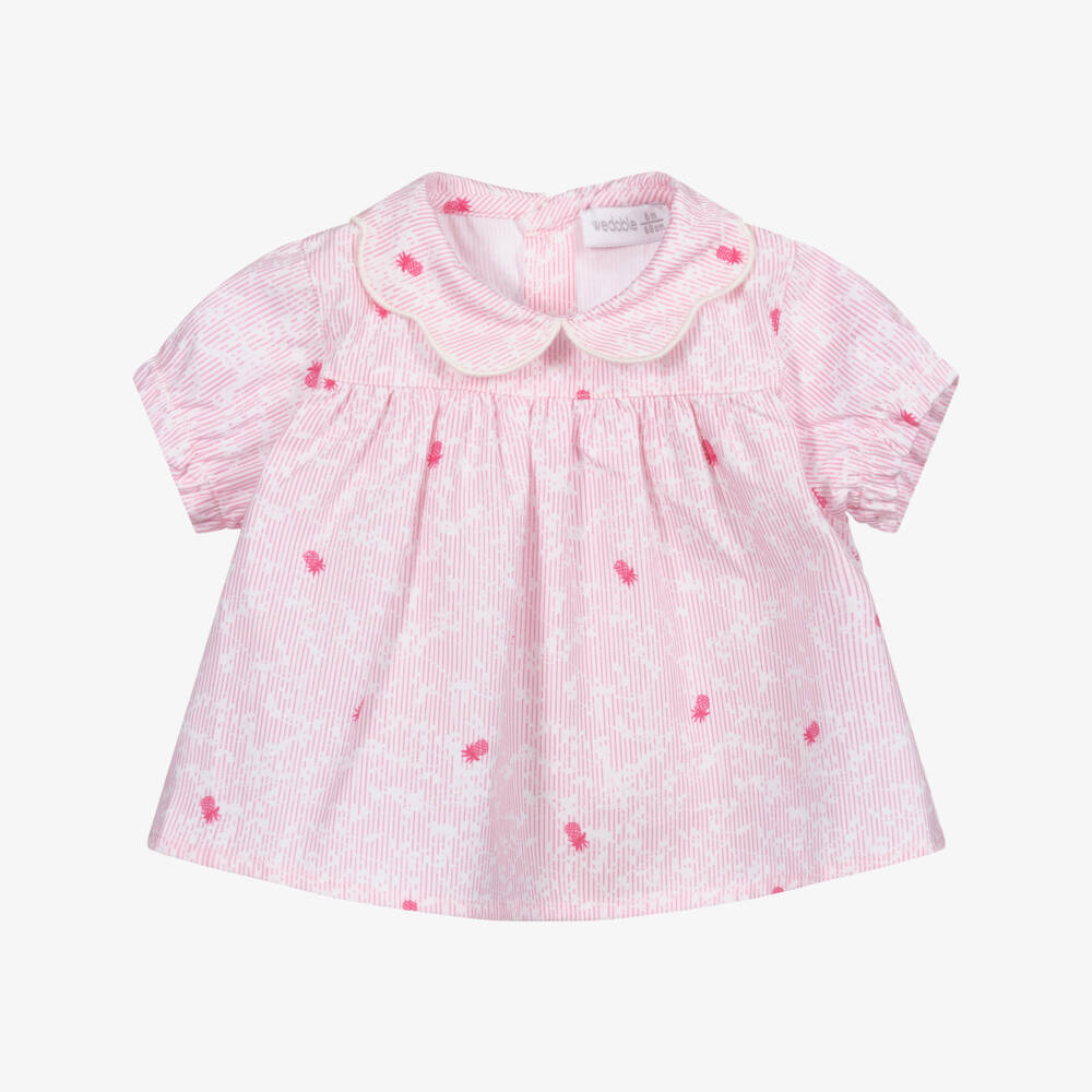 Wedoble-Pink & White Cotton Blouse | Childrensalon Outlet