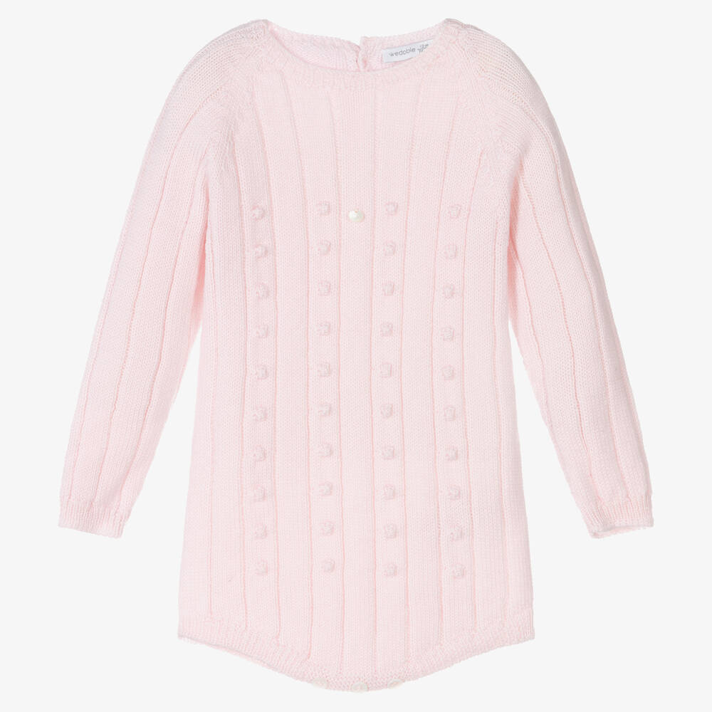 Wedoble - Pink Wool Knit Baby Shortie | Childrensalon