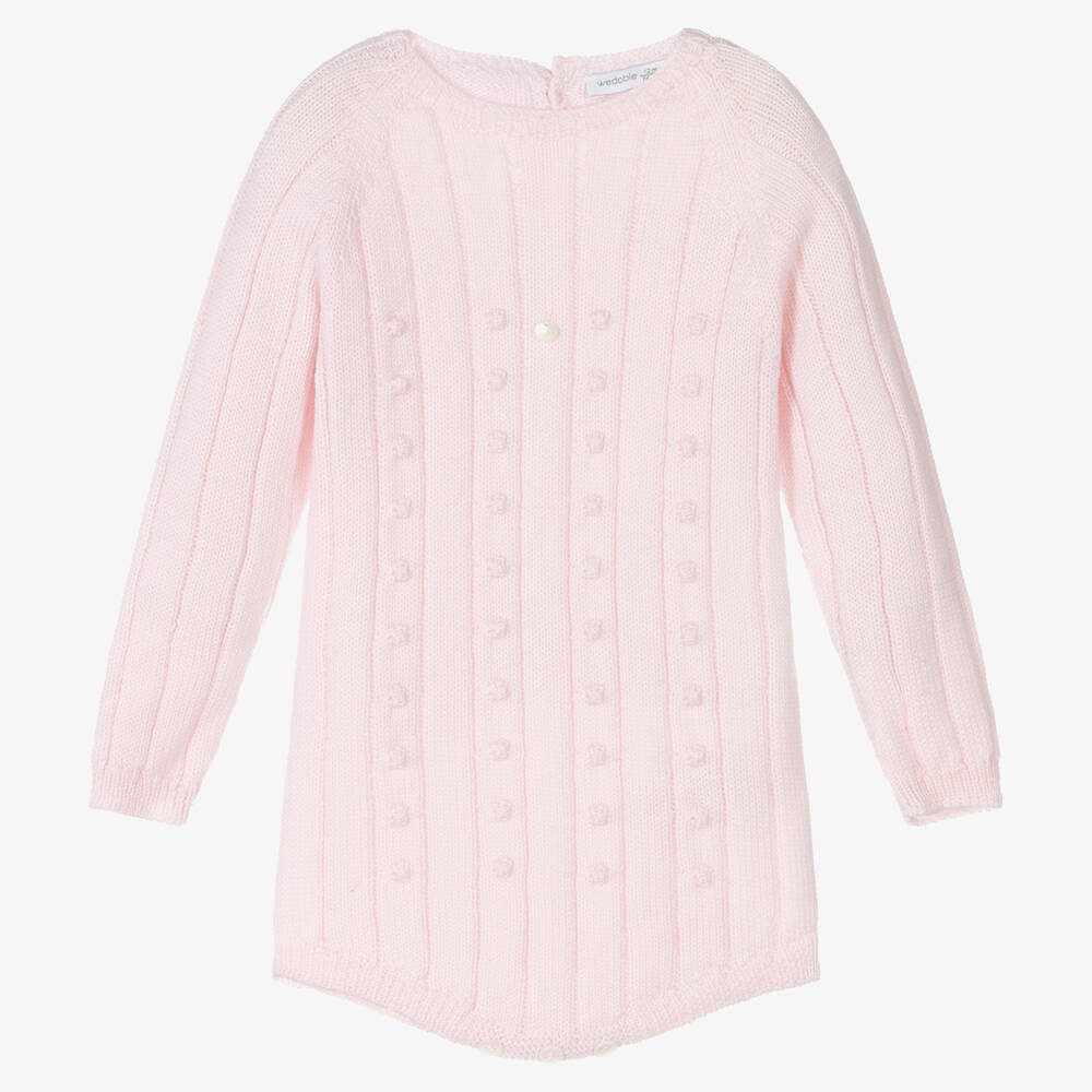 Wedoble - Pink Wool Knit Baby Shortie | Childrensalon