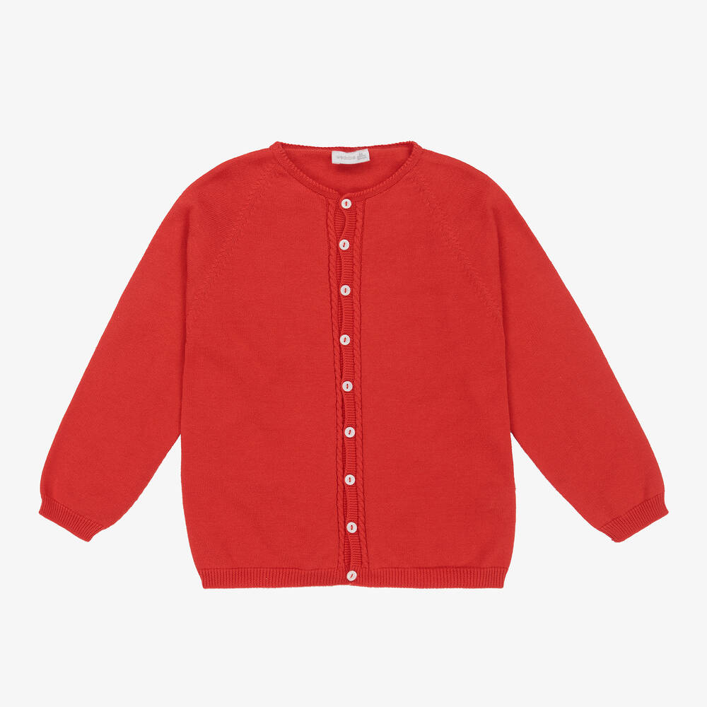 Wedoble - Red Cotton Knit Cardigan | Childrensalon