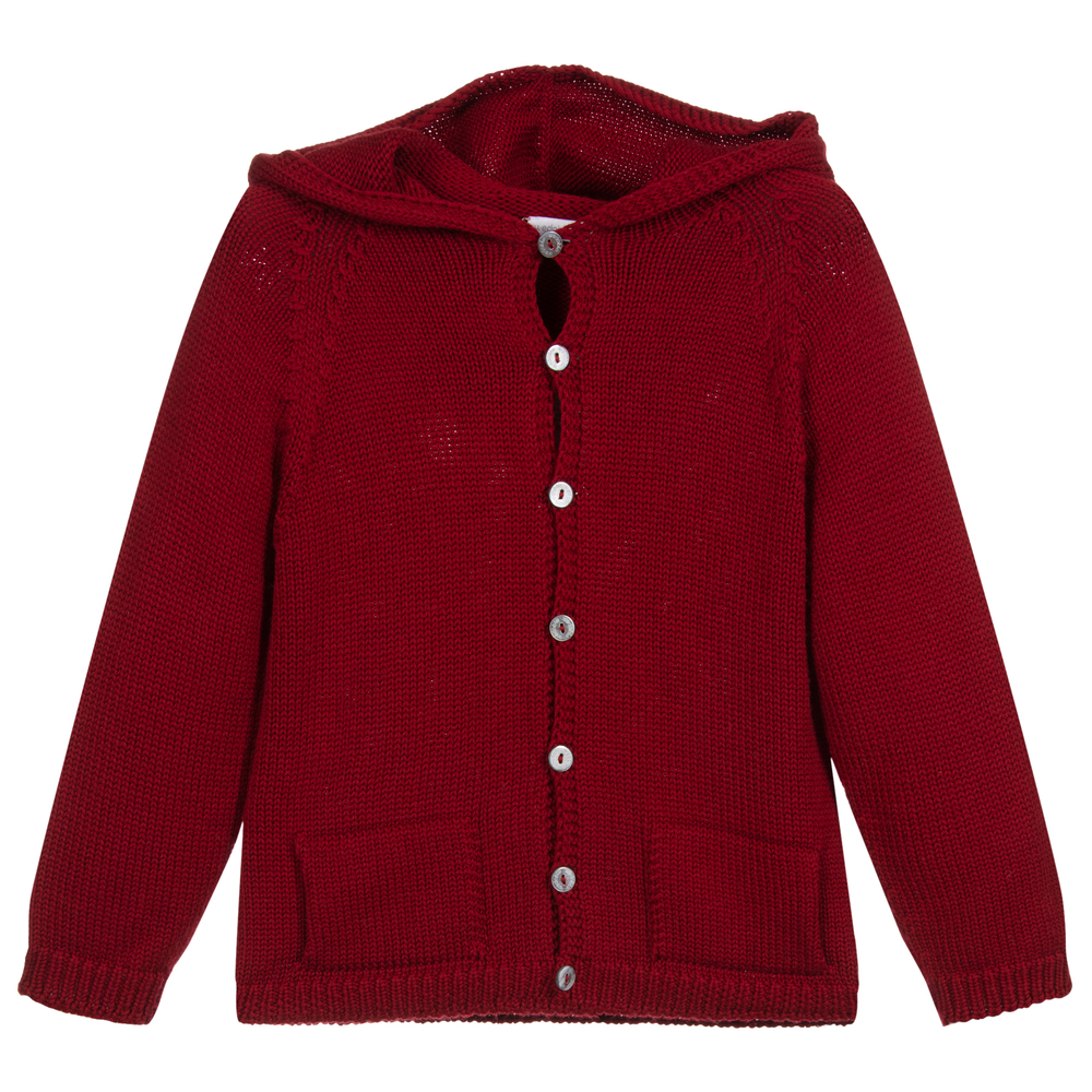 Wedoble - Cardigan en maille rouge en laine | Childrensalon