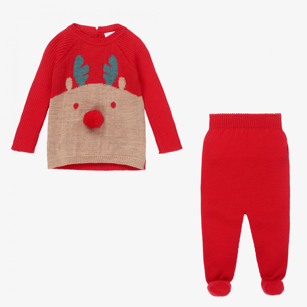 Wedoble-Red Wool Knit 2 Piece Babygrow | Childrensalon Outlet
