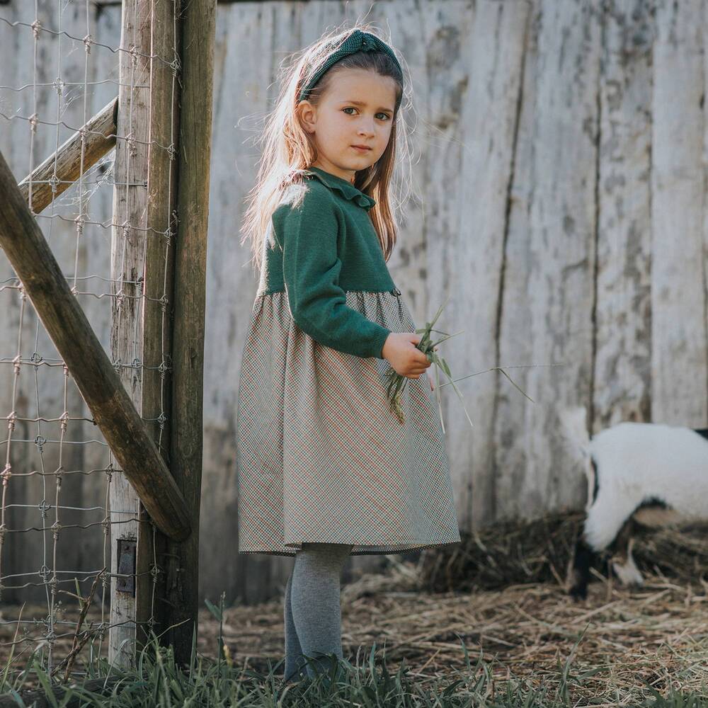 Wedoble-Teal Green Wool Dress | Childrensalon Outlet