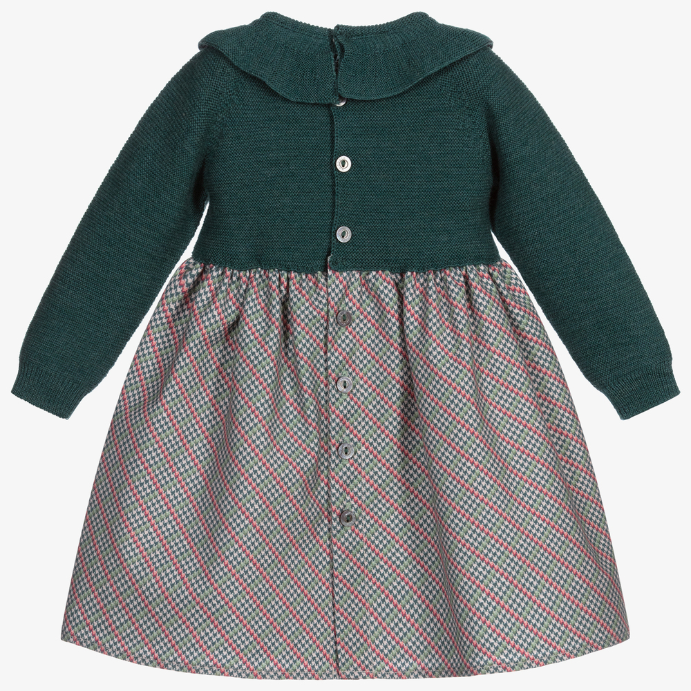 Wedoble-Teal Green Wool Dress | Childrensalon Outlet