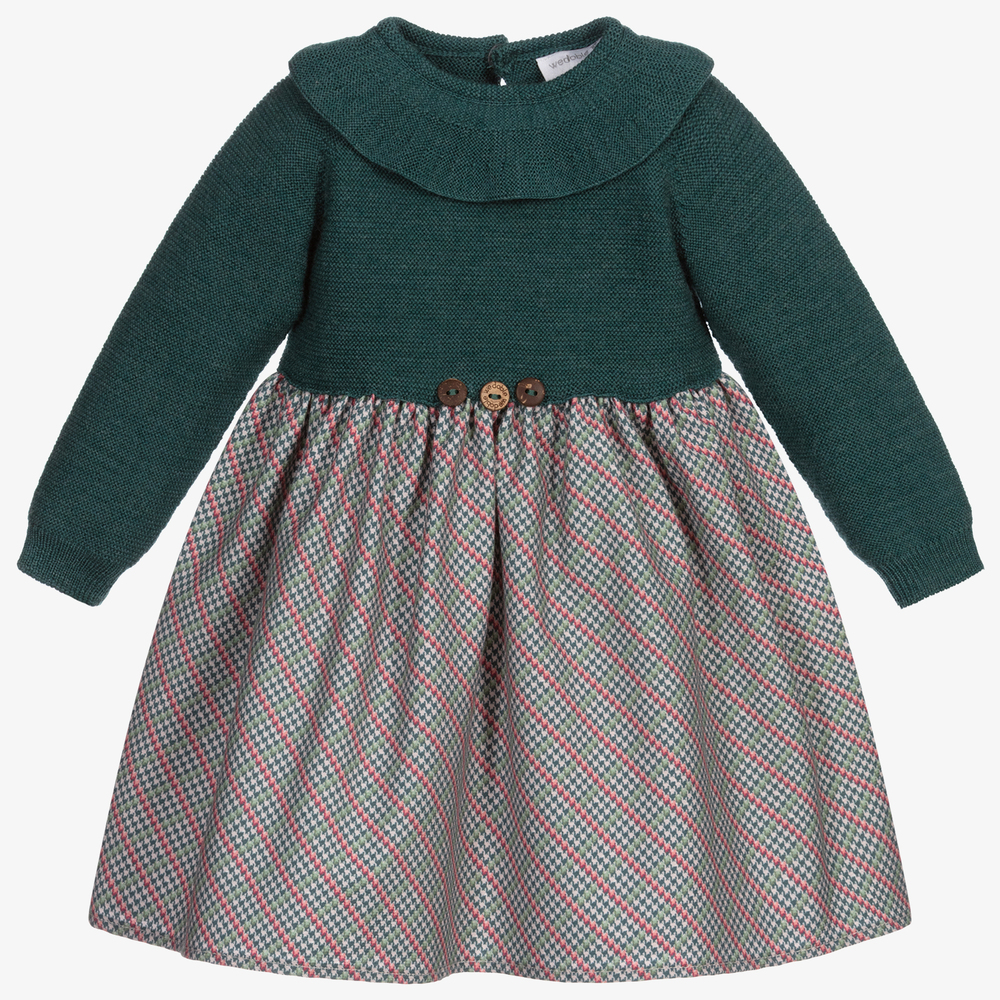 Wedoble - Серо-зеленое шерстяное платье  | Childrensalon