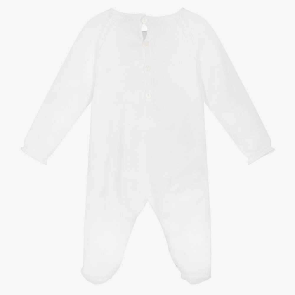 Wedoble-White Knitted Cotton Babygrow | Childrensalon Outlet