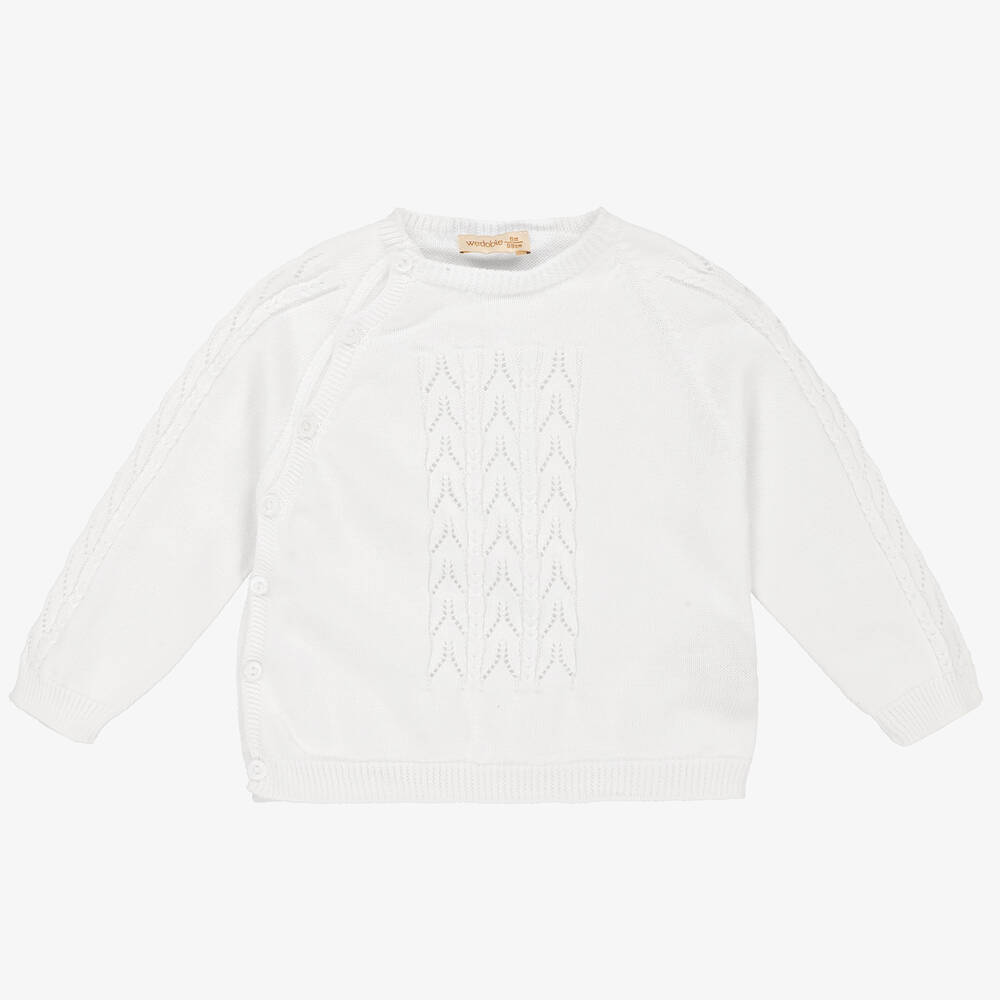 Wedoble White Organic Cotton Knit Baby Jumper Childrensalon Outlet