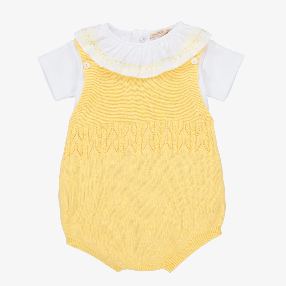 Wedoble-Yellow Cotton Baby Shortie Set | Childrensalon Outlet