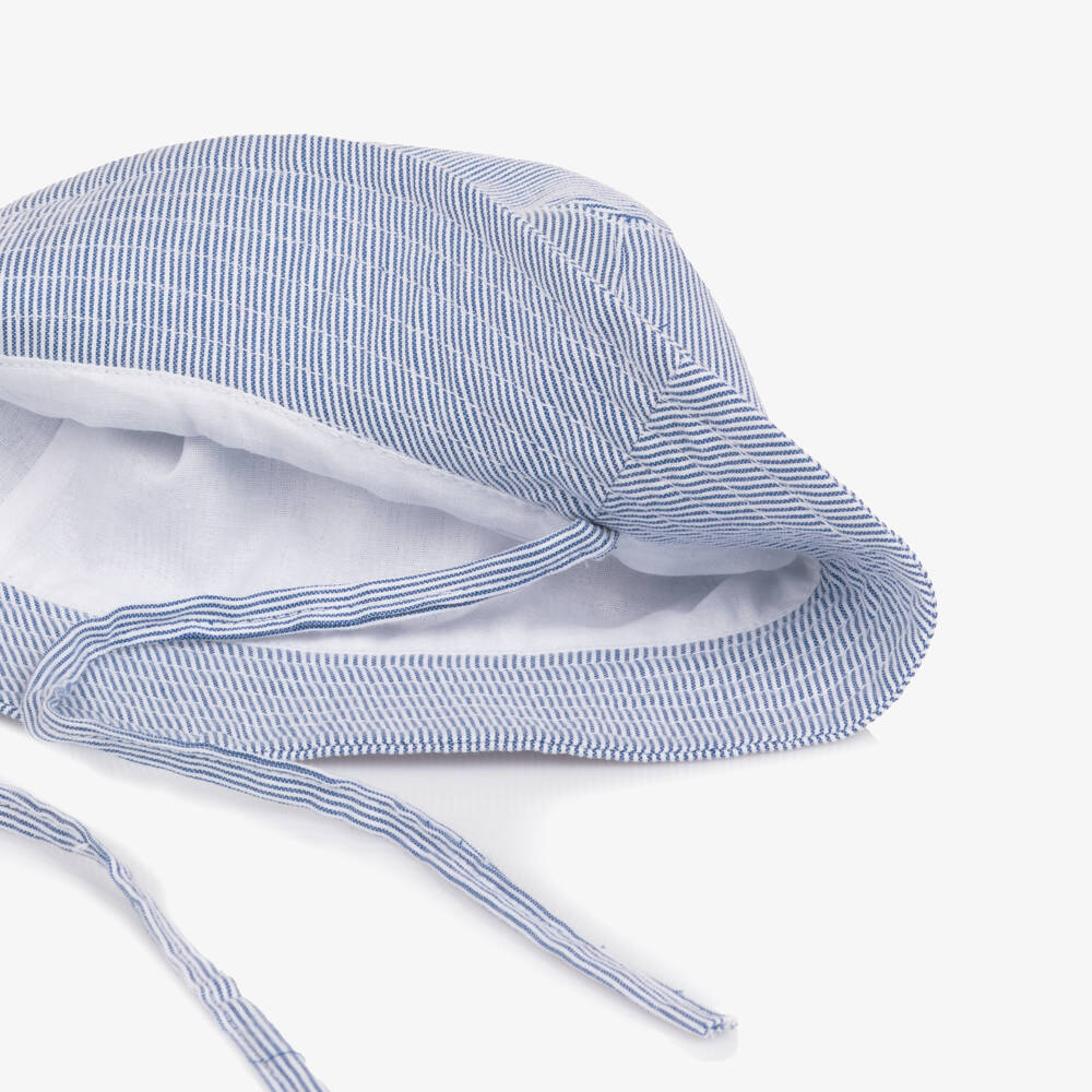 Week-end à la mer-Baby Boys Blue Striped Cotton Sun Hat | Childrensalon Outlet