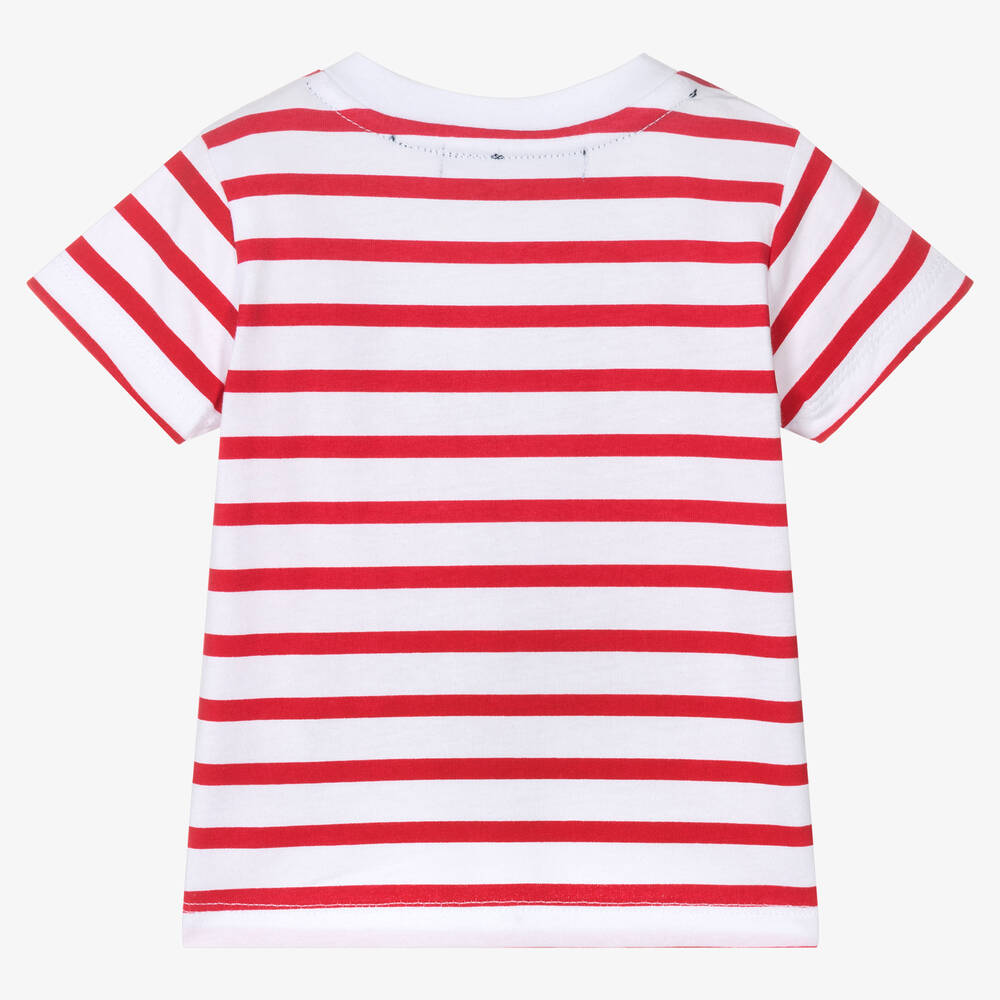 Boy red and white striped shirt sale