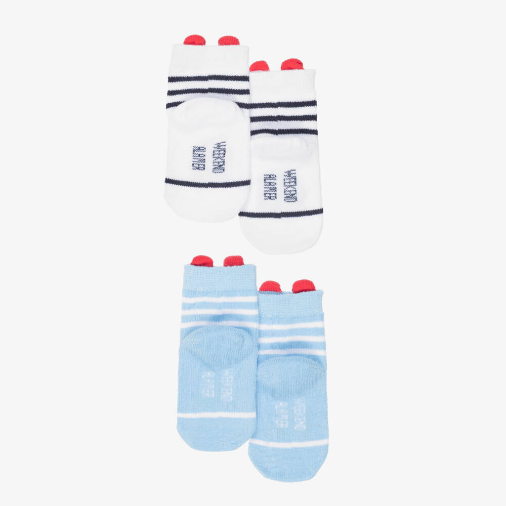 Week-end à la mer-Baby Boys White & Blue Socks (2 Pack) | Childrensalon Outlet