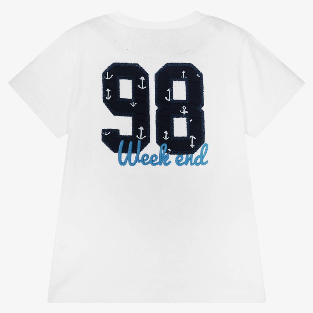 Week-end à la mer-Baby Boys White Cotton '98' T-Shirt | Childrensalon Outlet