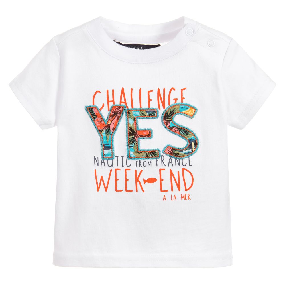 Week-end à la mer-تيشيرت قطن لون أبيض للمواليد | Childrensalon Outlet