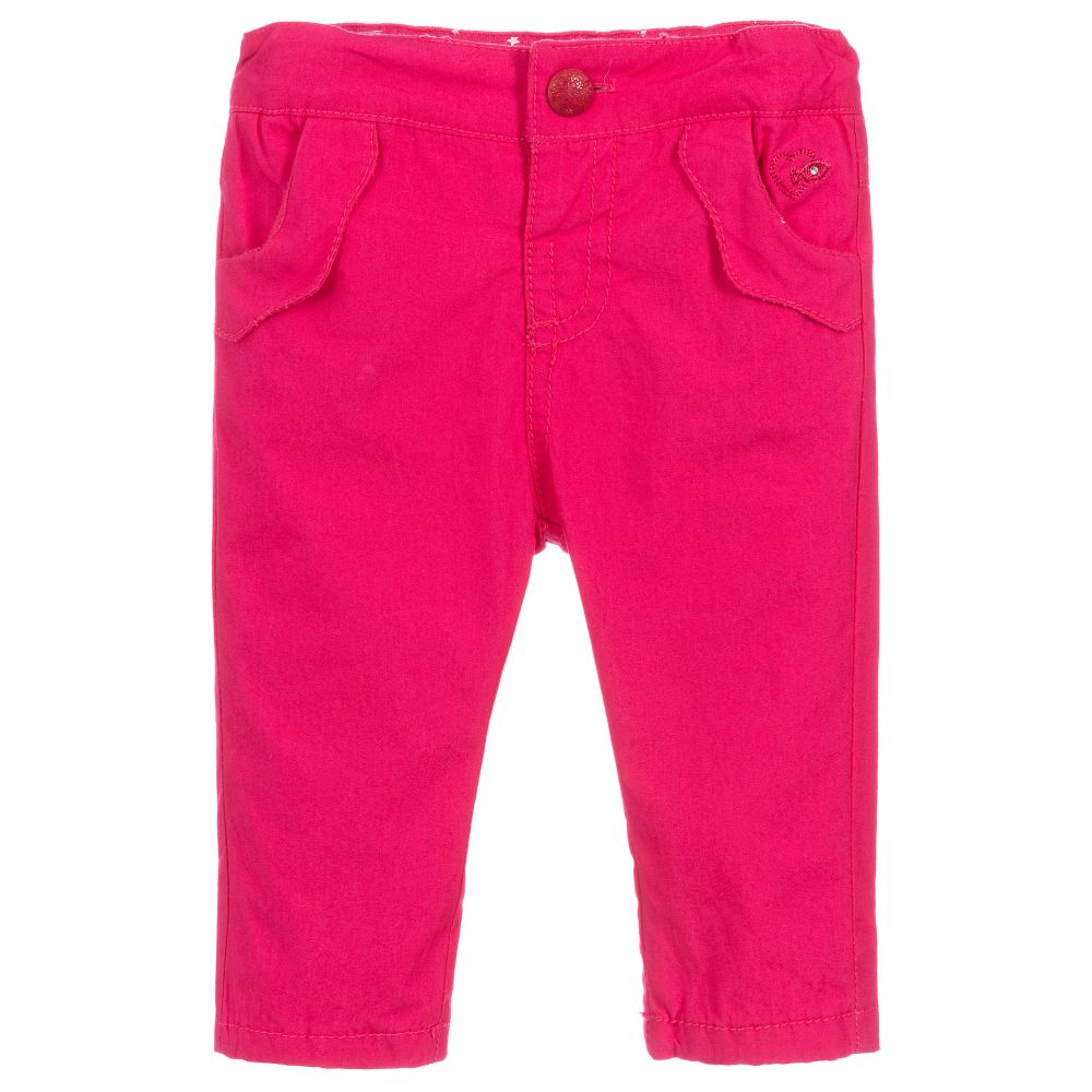 Week-end à la mer - Baby Girl Pink Cotton Trousers | Childrensalon