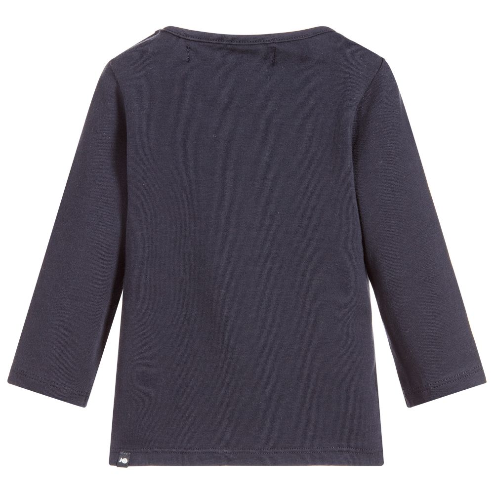 Week-end à la mer-Baby Girls Blue Cotton Top | Childrensalon Outlet