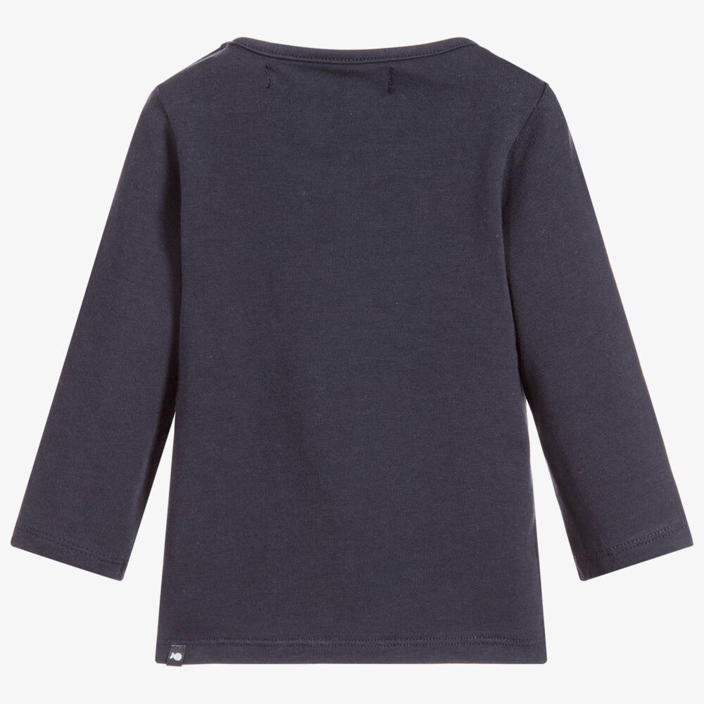 Week-end à la mer-Baby Girls Blue Cotton Top | Childrensalon Outlet