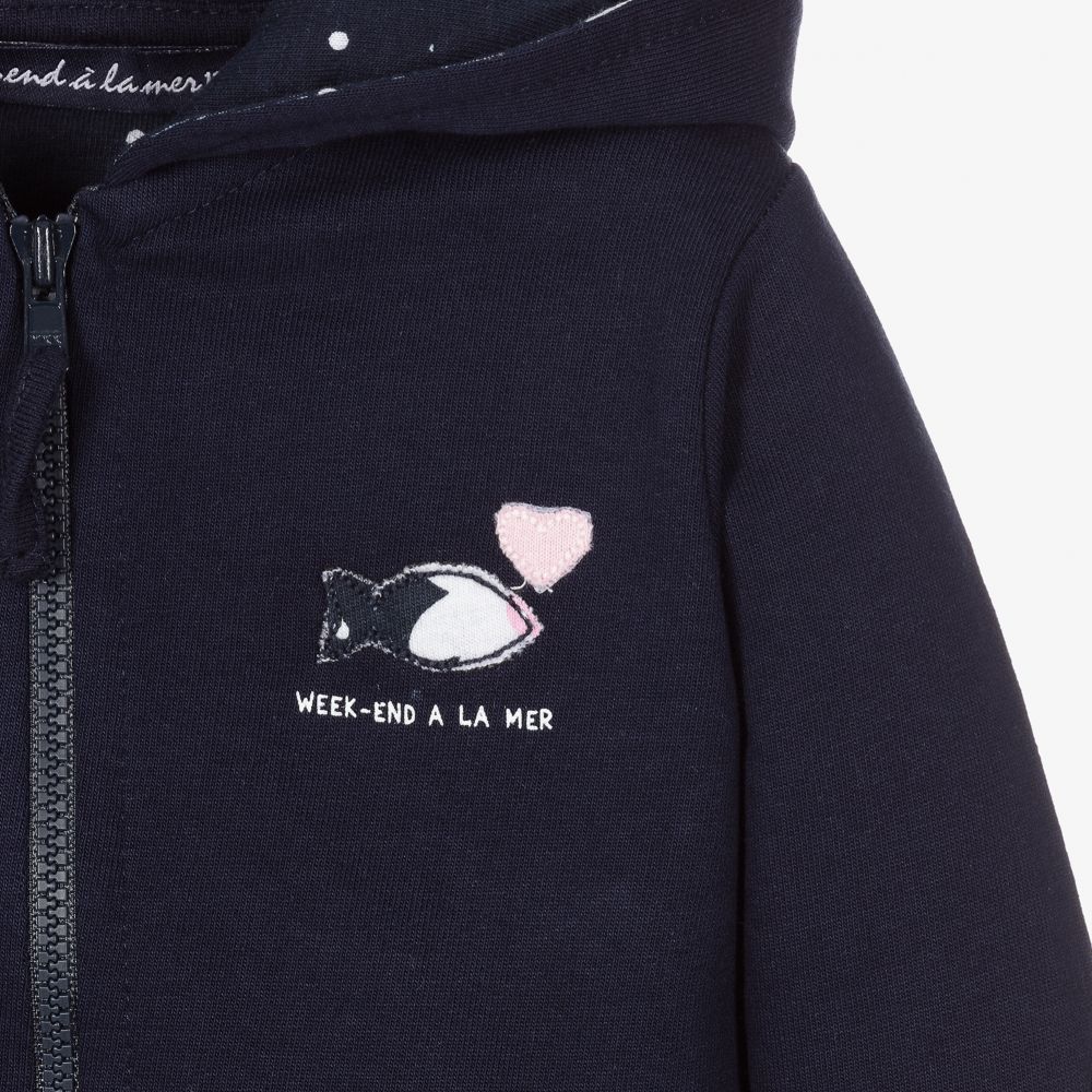 Week-end à la mer-Baby Girls Blue Zip-Up Top | Childrensalon Outlet