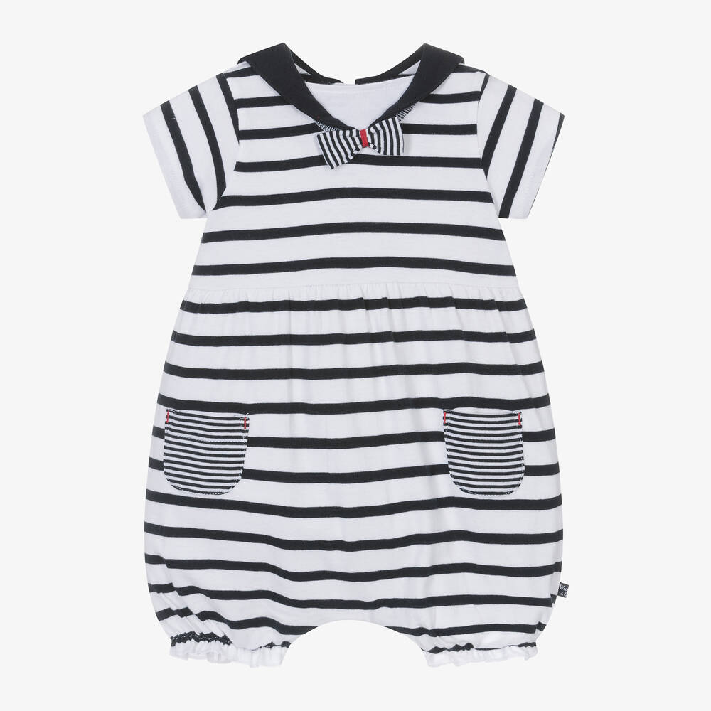 Week-end à la mer-Baby Girls Breton Striped Cotton Shortie | Childrensalon Outlet