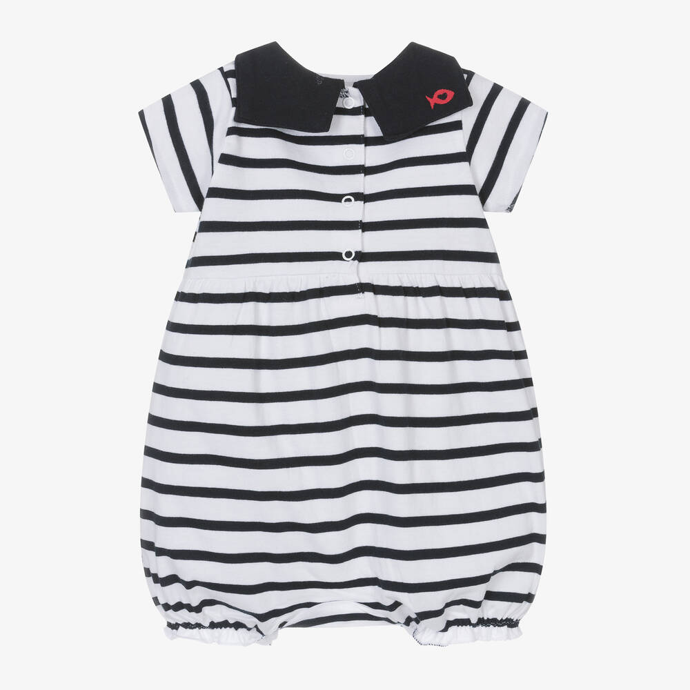 Week-end à la mer-Baby Girls Breton Striped Cotton Shortie | Childrensalon Outlet