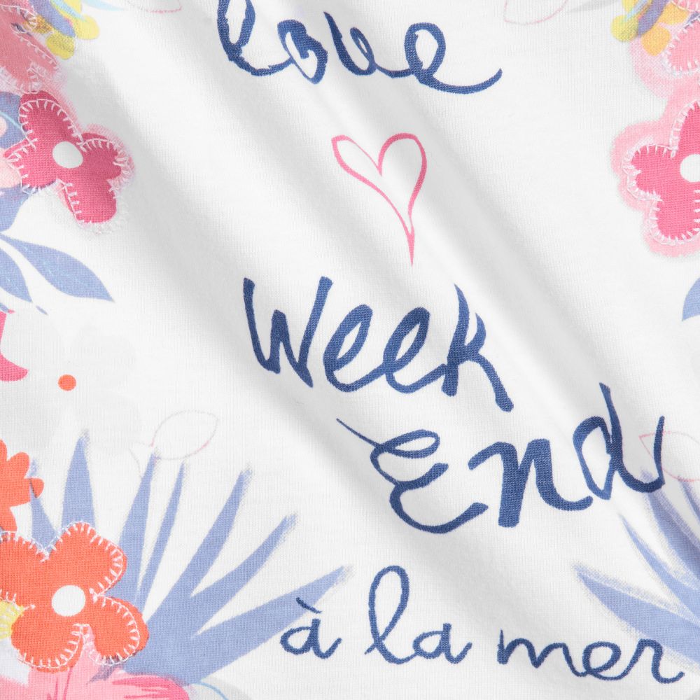 Week-end à la mer-تيشيرت قطن لون أبيض للمولودات | Childrensalon Outlet