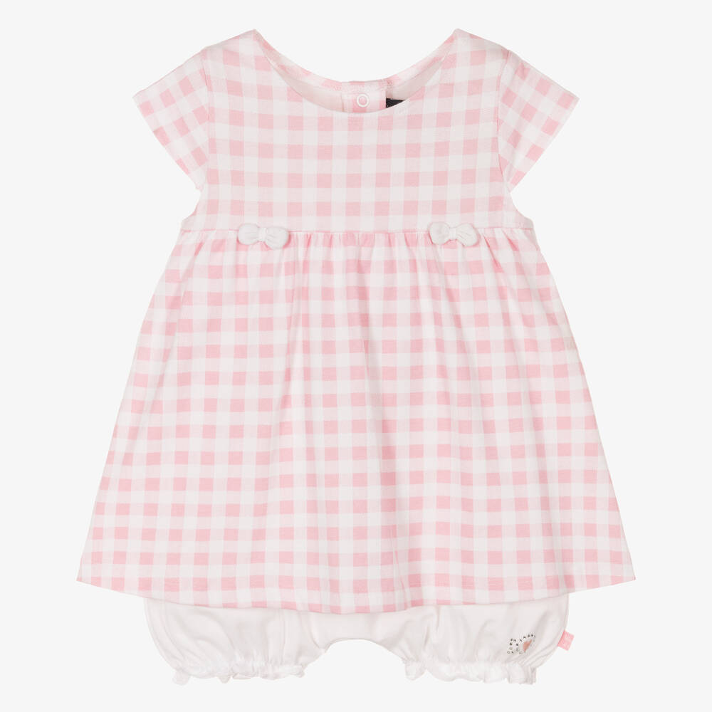 Week-end à la mer - Robe rose vichy en coton bébé  | Childrensalon